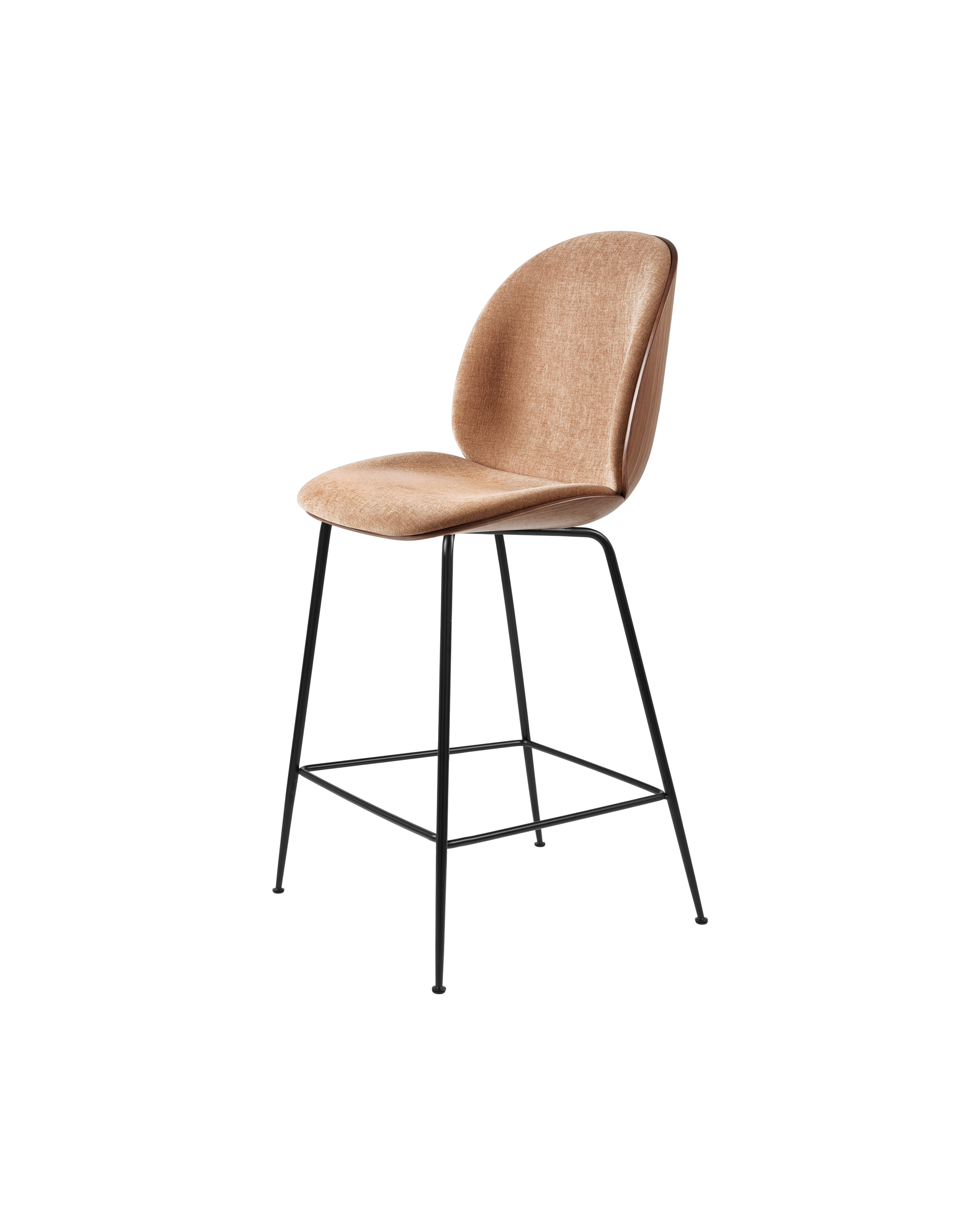 GUBI Beetle Counter Chair, 3D Veneer & Front Upholstered